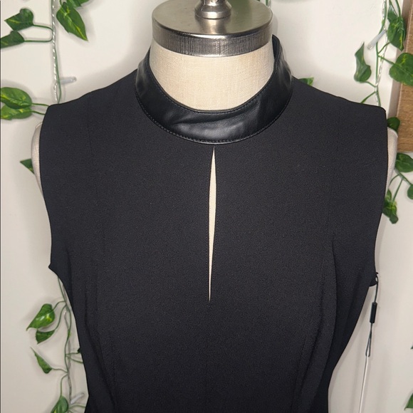 Calvin Klein Faux-Leather-Trim Sheath Dress NWT - Picture 7 of 11